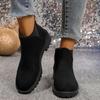 Fashion Winter Women's Boots Round Toe Low Heel Shoes for Women Slip-on Platform Modern Boots Outdoor Fashion Solid Color Ankle Boot