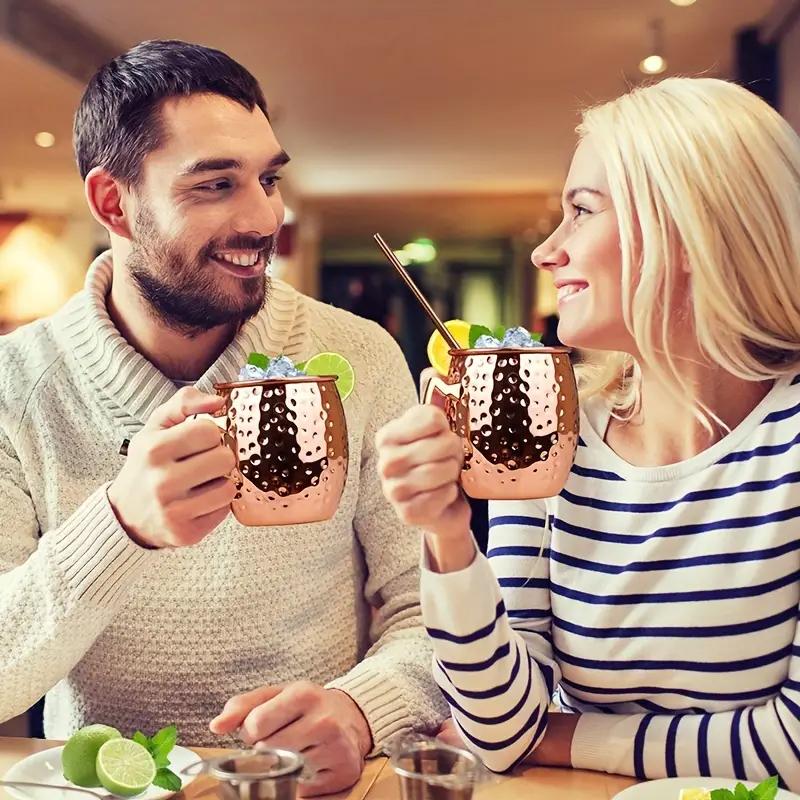 2 шт., новая кружка для коктейля и вина, кружка Moscow Mule из нержавеющей стали, кованая, 500 мл, медная кружка для пива, посуда для бара
