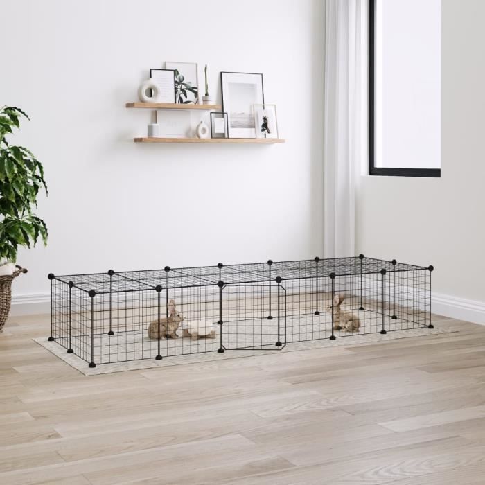3114056 vidaXL Pet Cage with 28 Panels and Door Black 35x35 Cm