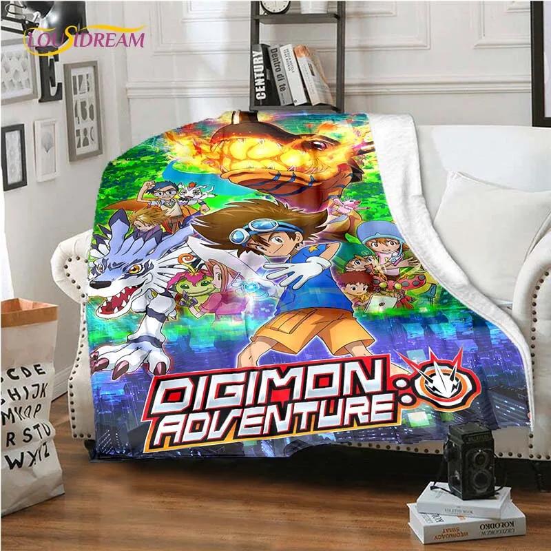 New Cartoon Digimon Blankets for Beds Anime Blanket Queen Size Soft Bed Sheet Rome Decor Winter Bedding Cover Kids Gift Picnic