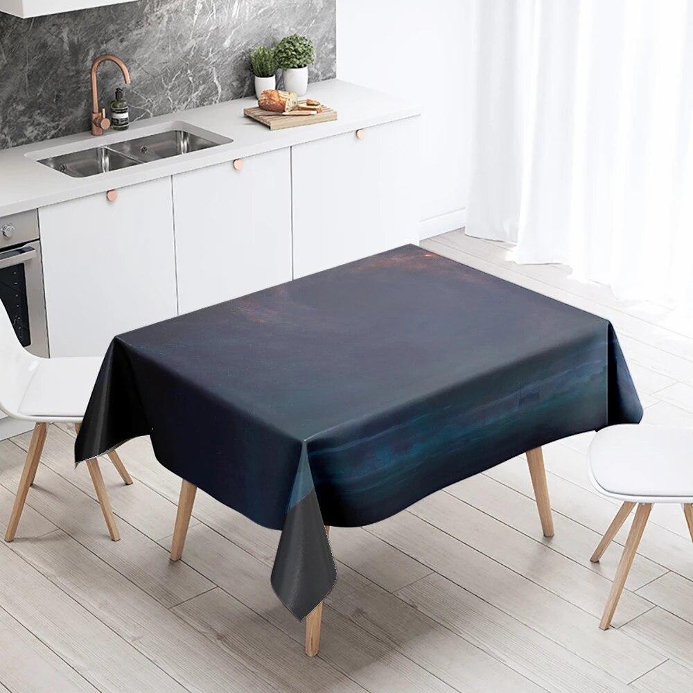 Starry Universe Tablecloth Cumulus Antifouling Waterproof Rectangular Kitchen Dining Table Home Decoration