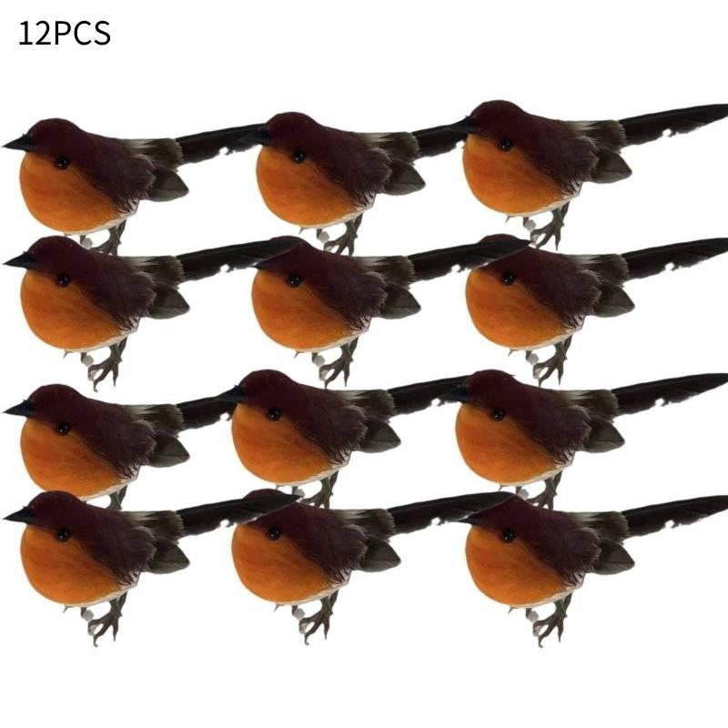 Whimsical Natural Material Robin Bird Ornament For Holiday Tree Decor Style