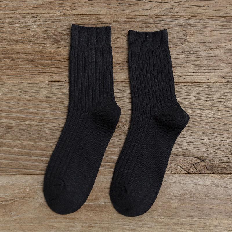 Women's Retro Forest Style Cotton Mid-Tube Socks - Versatile Solid Color for Autumn & Winter, Japanese-Style Long Pile Socks