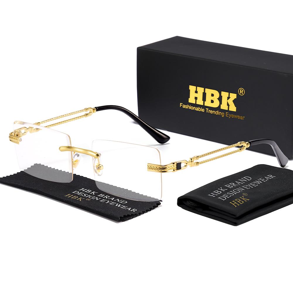 Мужские безрамочные модные солнцезащитные очки HBK Прямоугольные градиентные солнцезащитные очки Женские для активного отдыха Путешествий Праздничный подарок Очки UV400