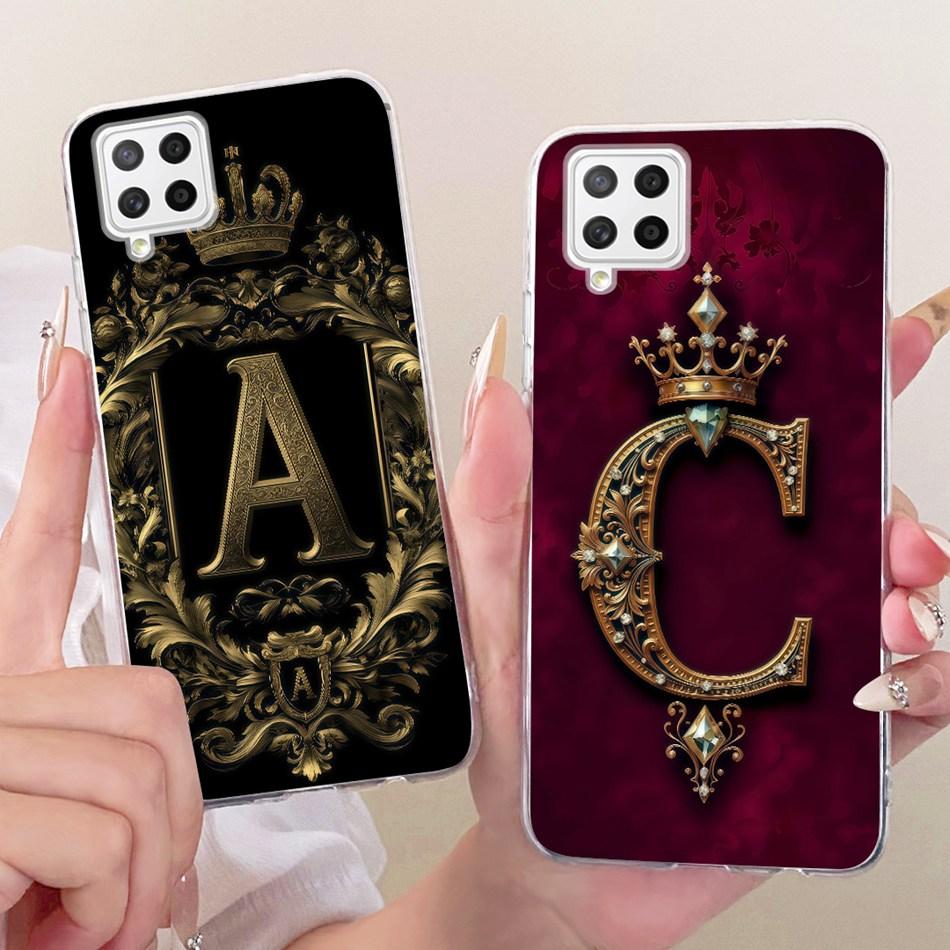 Для Samsung Galaxy A22 4G 5G Чехол для телефона с королевской короной и начальной буквой для пары Для Samsung A22 A225F Мягкий силикон ТПУ Чехлы Бамперы