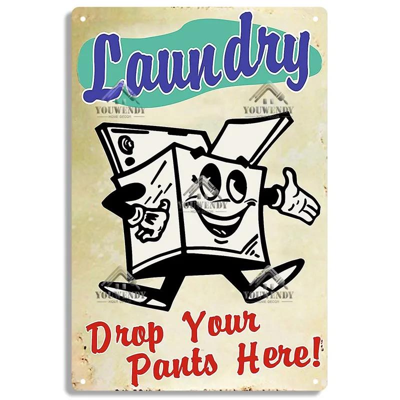 Laundry Sign Vintage Tin Sign, Metal Plaque, Retro Metal Sign, Wall Decor for Laundry Room