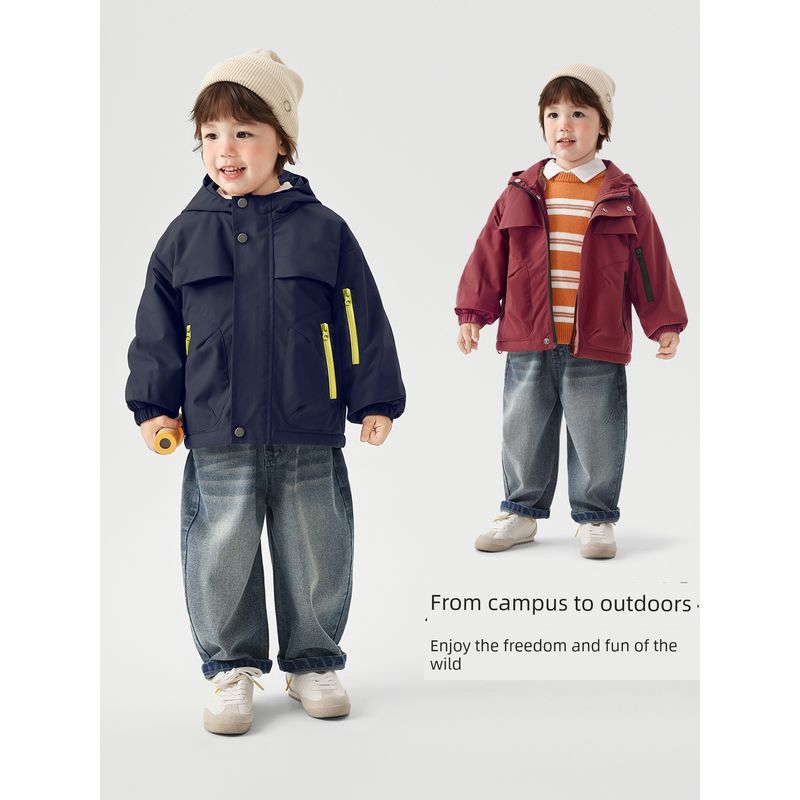 Right European Style Boys' Winter Thickened Coat, Cotton-Padded Jacket with Fur Lining, New Winter Children's Clothing, Baby Top