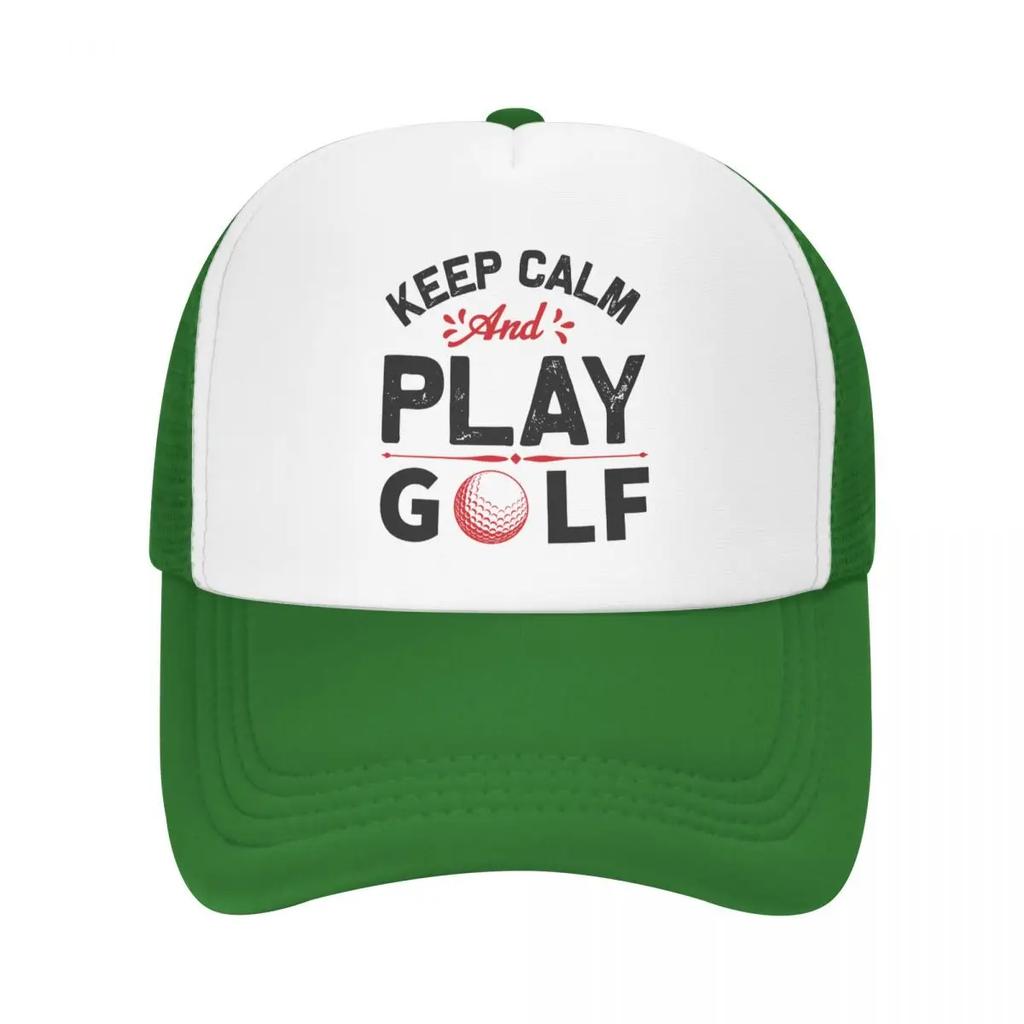 Custom Punk Keep Calm And Play Golf Baseball Cap for Unisex Women Breathable Trucker Hat Outdoor Snapback Dad Hat