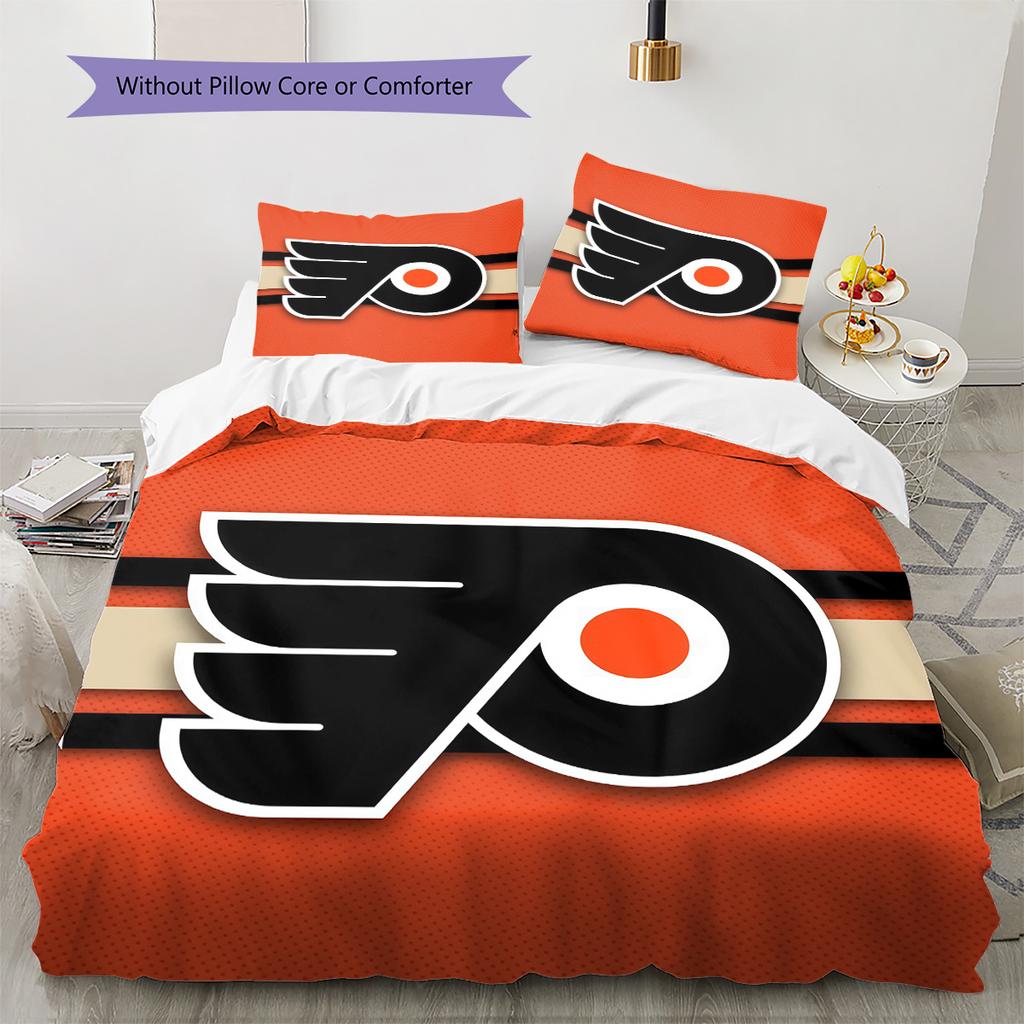 Philadelphia Flyers2 Pattern Bedding Quilt Set Home Decoration Gift (1 * duvet cover + 2 * pillowcase without core)