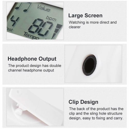 Meideal M50 Mini Digital Metronome, Digital Tempo, 30-280 Bpm, 0-9 Beat Values, High Volume, Clip-on, 5.5 X 3.2 X 3.5 Cm, Compact, Plastic, Compatible