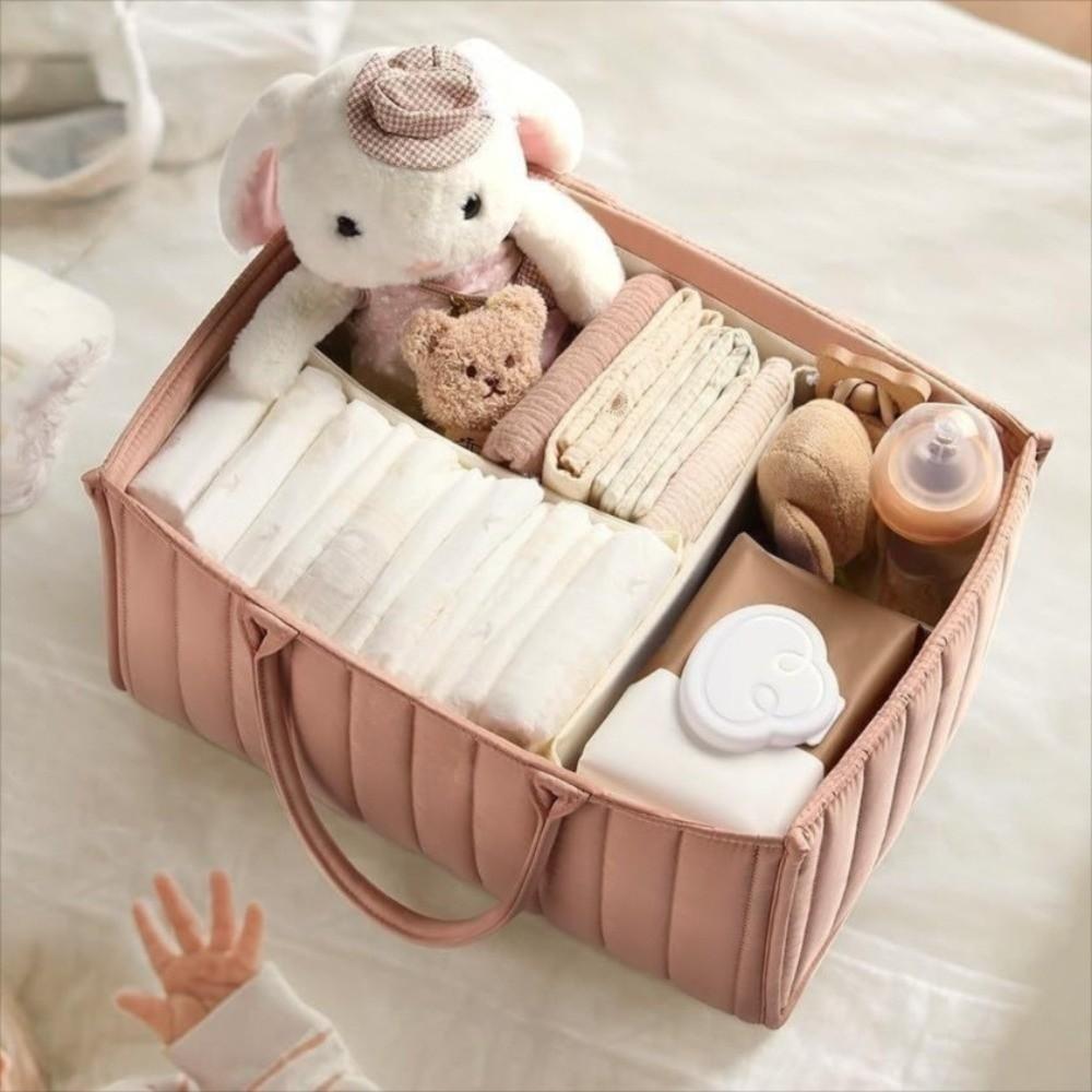 Floral Beige Foldable Mommy Bag Multi-Pocket Diaper Storage Bag Newborn Essentials