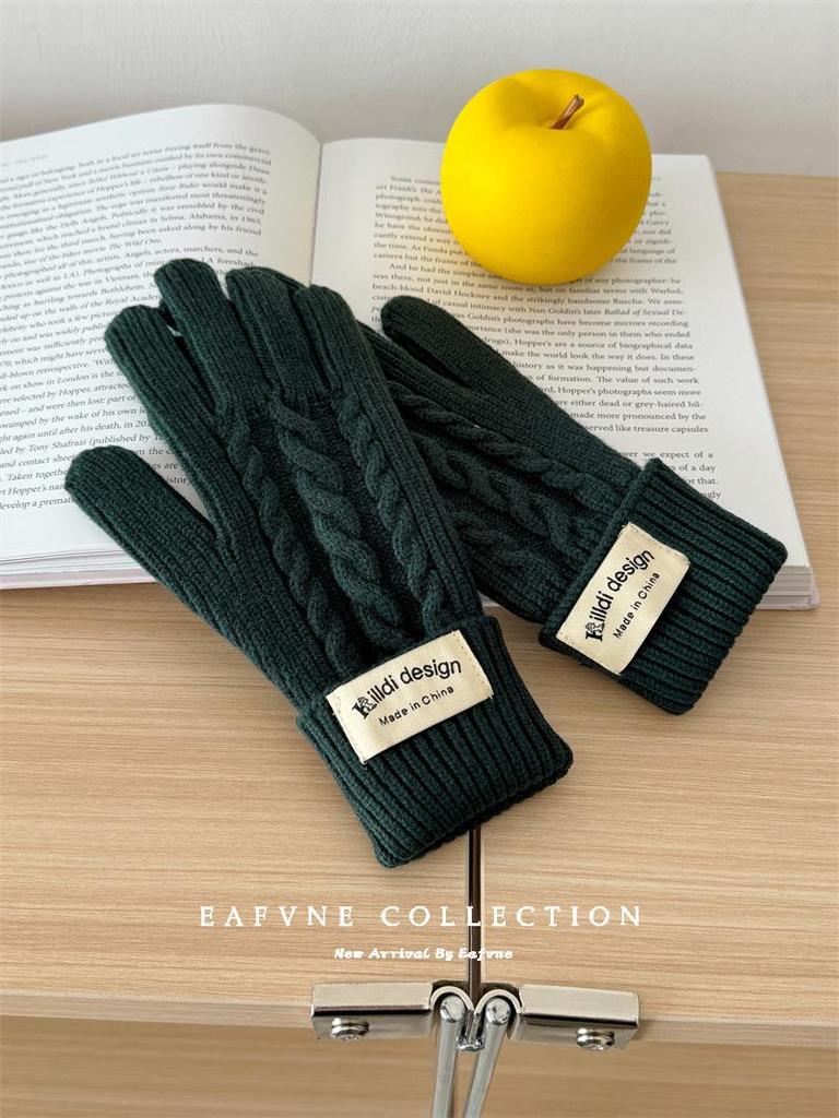 Korean Style Wool Balaclava & Twisted Gloves Set for Women - Perfect for Autumn and Winter