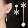 Womens Korean Fashion Elegant Anti-allergy 925 Silver Plated Simple Asymmetric Ear Stud Earrings Female Jewelry Gifts