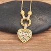 Nidin White/Colorful Color Romantic Heart Necklace for Women New Sweet Zircon Pendant Female Elegant Minimalism Jewelry Gifts