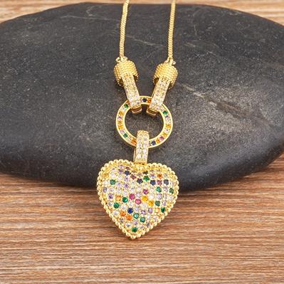 Nidin White/Colorful Color Romantic Heart Necklace for Women New Sweet Zircon Pendant Female Elegant Minimalism Jewelry Gifts
