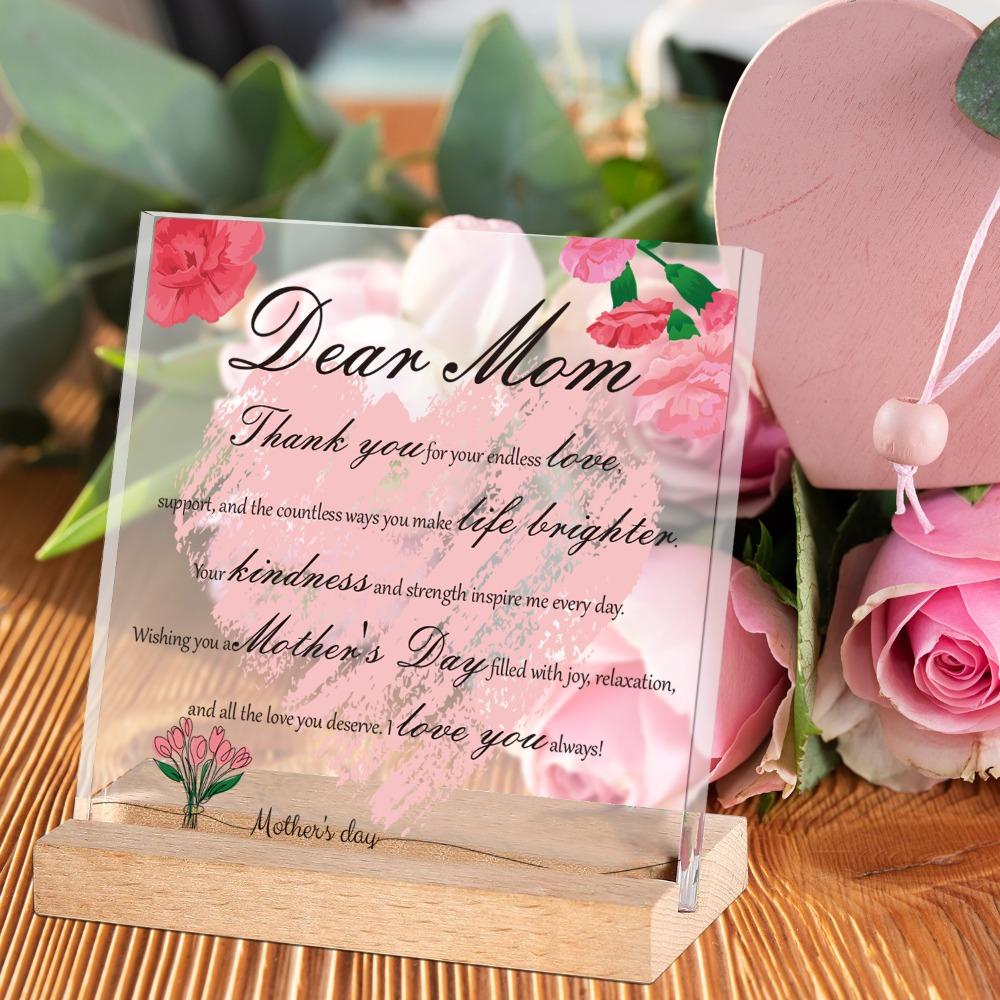 Waterproof Mother's Day Desktop Sign Romantic Love Flowers Ornament Mom Tabletop Sign  Studio Desk