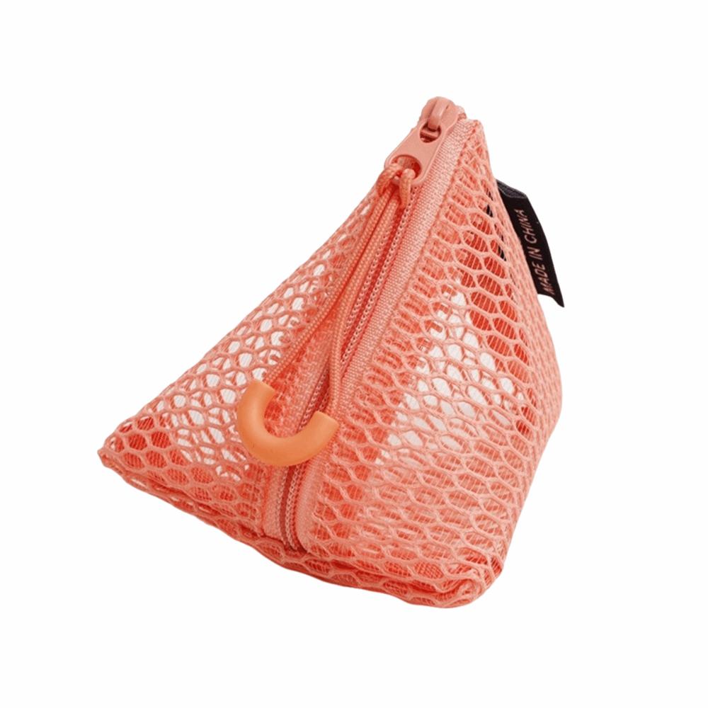 Clear Visible Mesh Storage Pouch Organizer Triangle Design Mini Coin Purse New Mesh Bag Travel Use