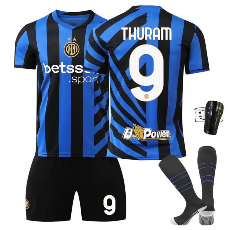 Inter Milan 2024-25 Home Football Jersey Set No.10 Lautaro No.9 Thuram No.23 Barrera Fan Soccer Uniform
