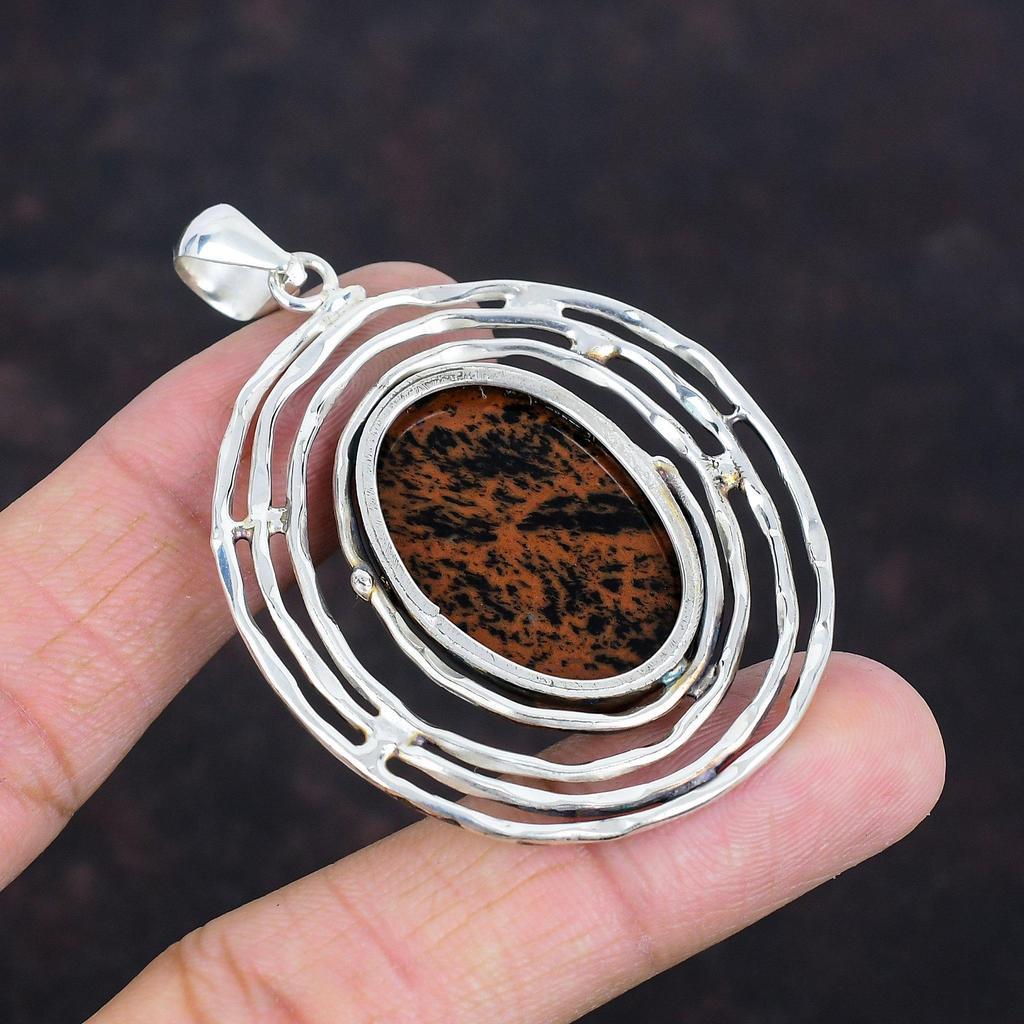 Mahogany Obsidian Pendant 925 Sterling Silver Pendant Original Gemstone Pendant Designer Jewelry Anniversary Gifts Handmade Stylish Pendant