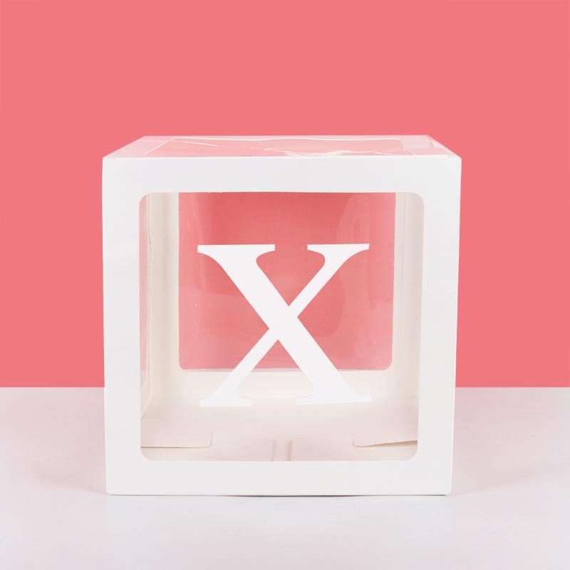 A-Z Letter Name Transparent Balloon Box BABY ONE Blocks Boy Girl Party Gift Box Wedding Decoration Baby Shower Birthday Party