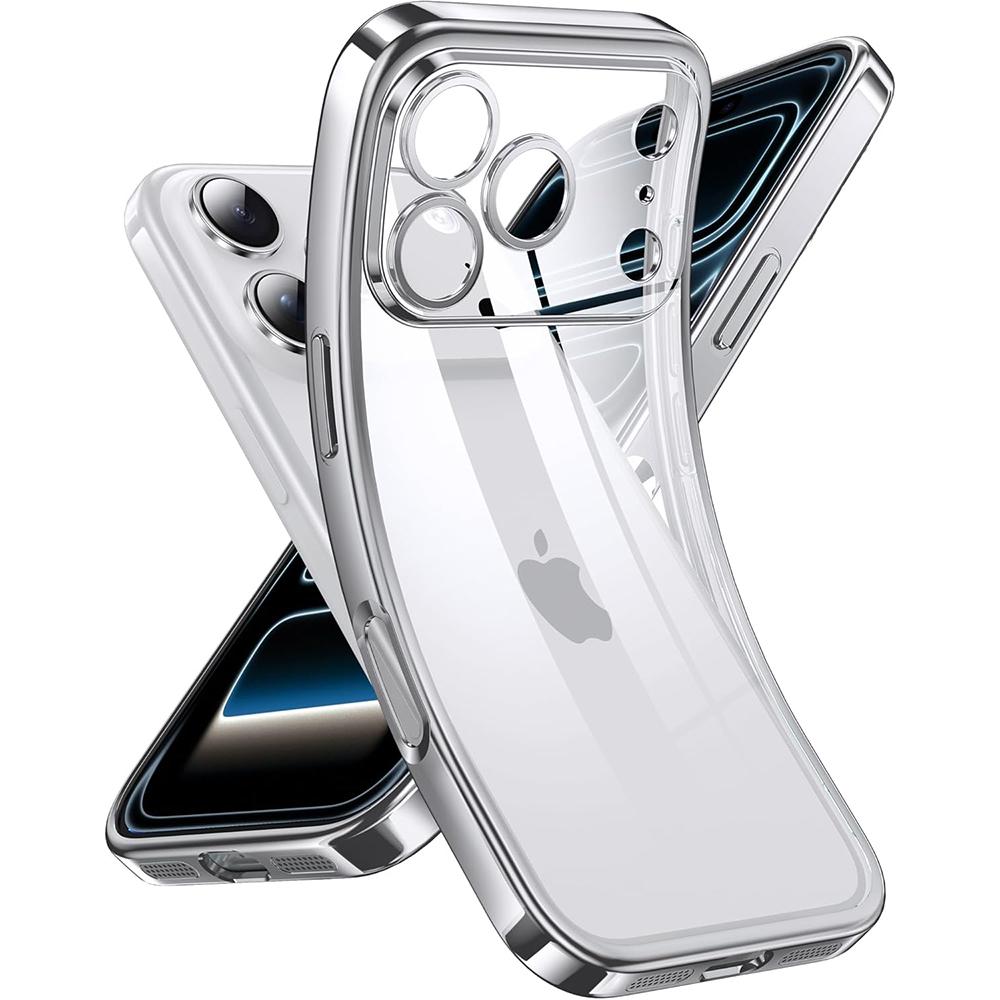 Роскошный Силиконовый Мягкий Чехол с Блестками и Покрытием для iPhone 17 Air 16 16E 15 14 13 Pro Max Plus Прозрачный Чехол Ударопрочный TPU Оболочка