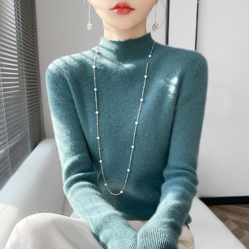 INDFS Женская мода Повседневный Осень Зима Однотонный Принт Длинный Рукав Полуводолазка Свитера