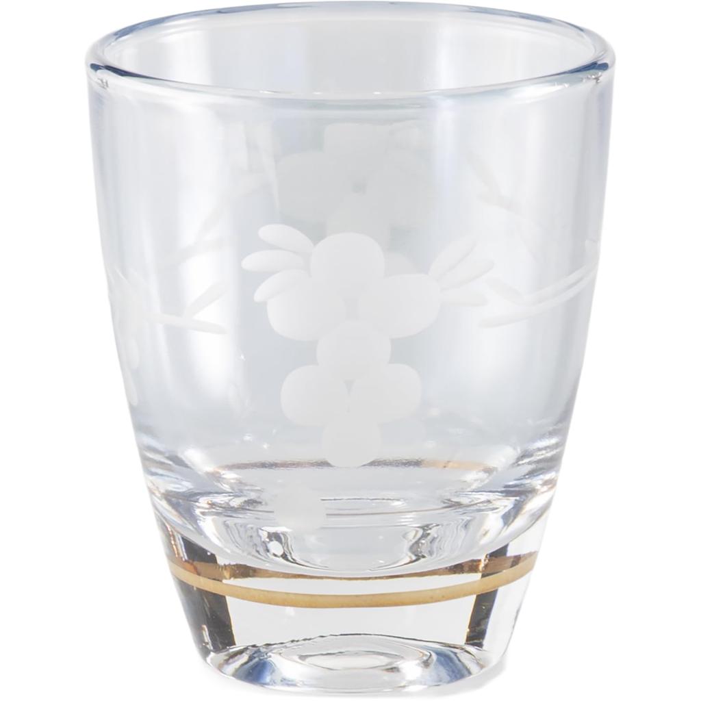 Otsuka Glass "Colorful Poem" Double Shot Glass, Cold Sake Cup, Approx. 50ml, Natsume Style, Flower Kiriko Glass, Blue, Made in Japan, G-1-15-1BL-1P