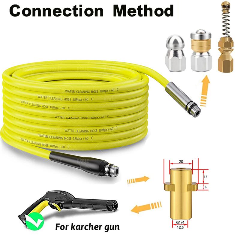 Дренажный шланг высокого давления для мойки Karcher Очистка канализации и сточных вод Шланг Водоструйный комплект для Karcher K2 K3 K4 K5 K6 K7 Моющие насадки