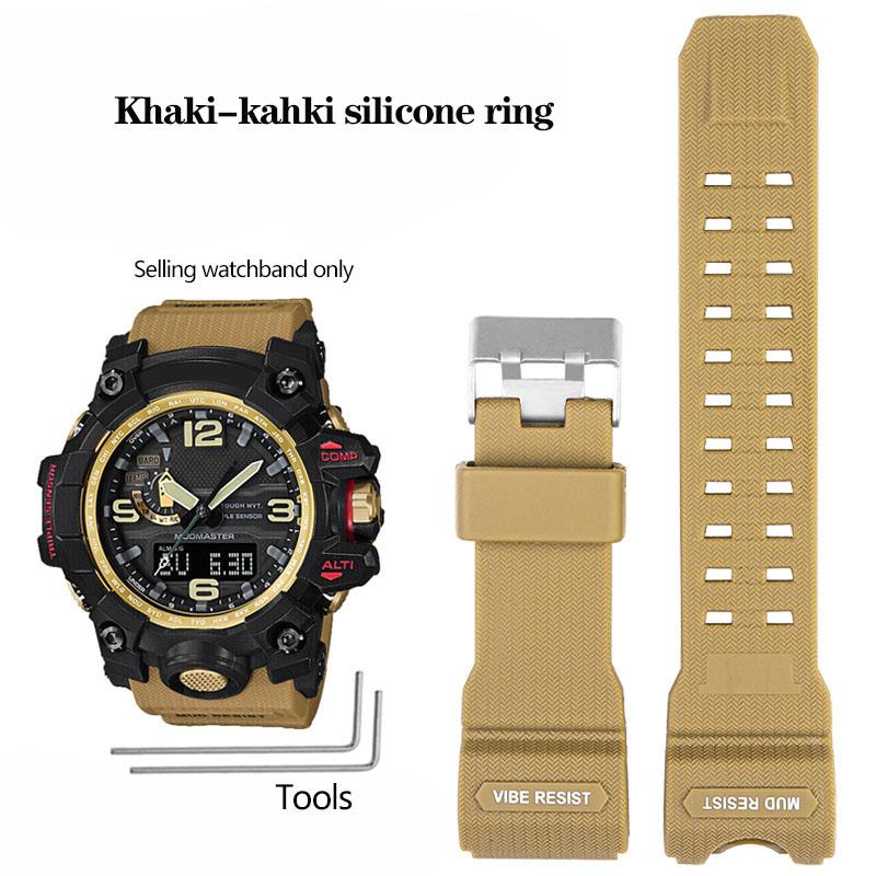 Смоляной силиконовый ремешок для часов для Casio Big Mud King GWG-1000GB Черный Золотой G-SHOCK Серии GWG-1000 Резиновый ремешок с инструментами Браслет