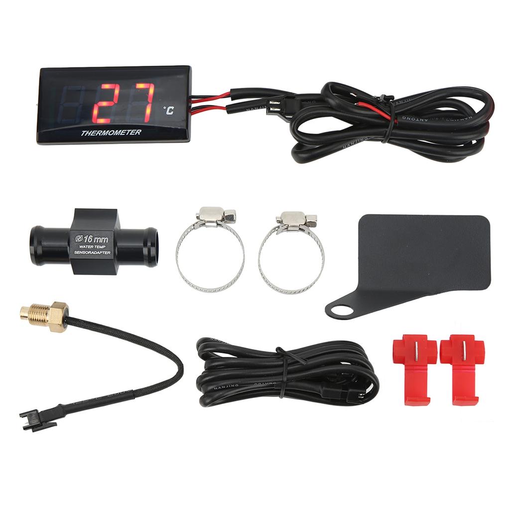 Motorcycle 12V LCD Screen Slim Water Temperature Gauge With 16mm Tee for Motorbike
