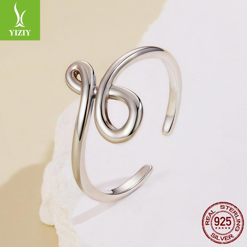 Eternal Symbol Metal Feeling Open Ring S925 Sterling Silver Minimalist Style Line Feeling Ring Jewelry