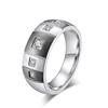 Brushed Diamond Inlaid Eccentric Curved Stainless Steel Ring Trendy Mens Gesture Jewelry