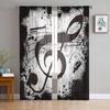 Ноты Dot Drop Quaver Black Splash Ink Art Прозрачные шторы для гостиной, оконные шторы, кухонные шторы из тюля и вуали