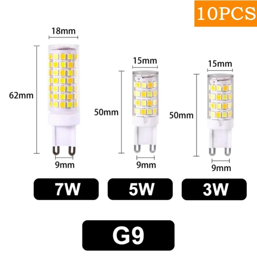 10PCS 7W 5W 3W Brightest G9 LED Lamp AC220V Ceramic SMD2835 LED Bulb Warm/Cool White Spotlight Replace Halogen Light Wholesale