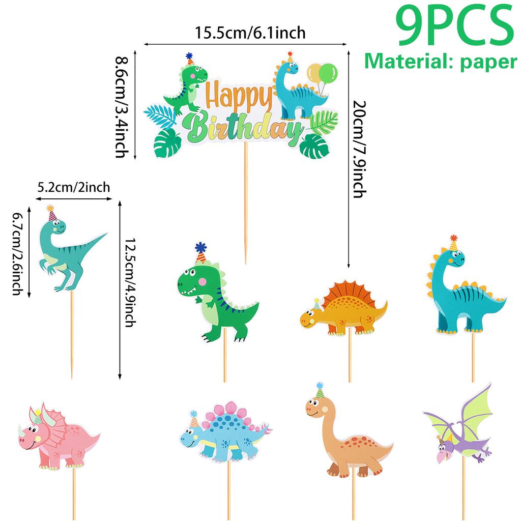 Dinosaur Paper Cake Insert Topper Ice Cream Butterfly Farm Birthday Party Decor Kids Dessert Insert Jungle Animal Cake Topper