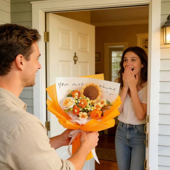 Искусственные Цветы Ручной Работы Крючком Букет Цветов Мягкая Хлопковая Пряжа Не Требует Ухода Гибкие Стебли Искусственное Цветочное Украшение