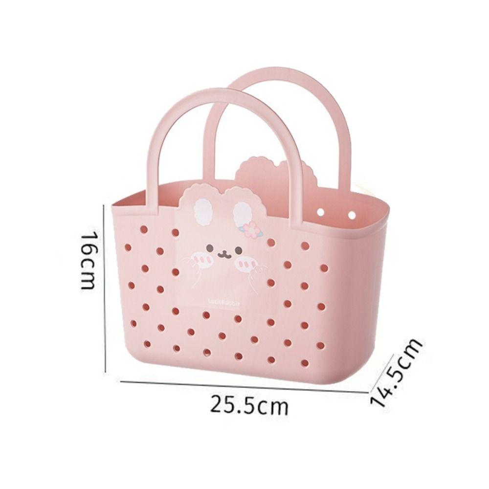 Soft Material Storage Basket Drainable Design Handheld Basket Bath Basket Dormitory Living