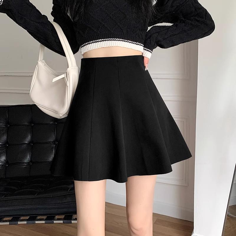 Трапециевидная юбка с высокой талией из шерсти - Женская 2025 Осень/Зима Мини, стройнящая