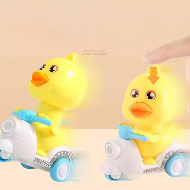 Inertia Pull-Back Duck Motorcycle, Cool Sliding Duck, No Battery Press Plastic Pull-Back Car