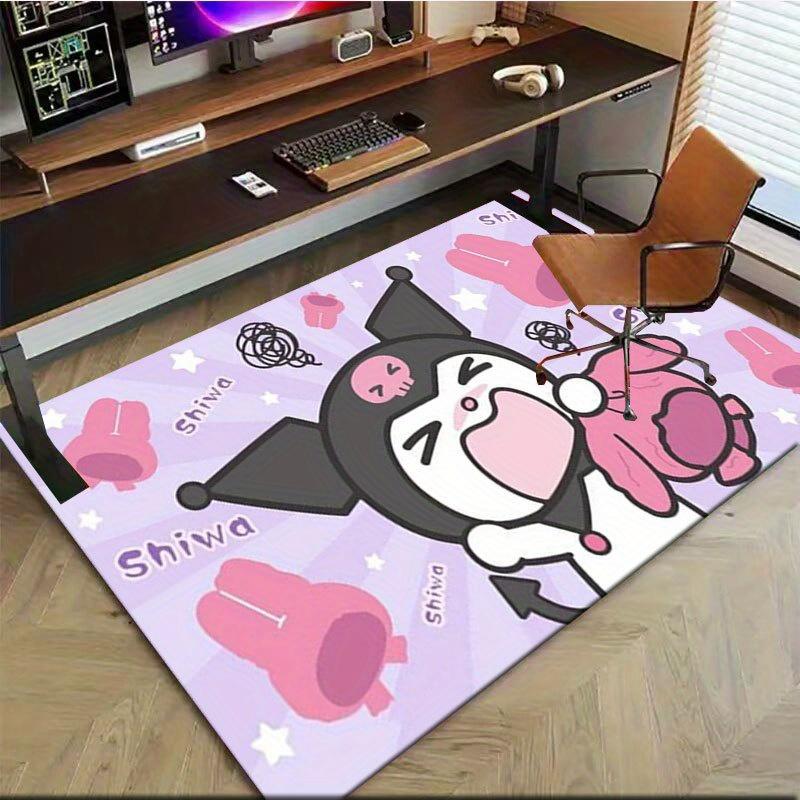 1pc Sanrio Kuromi Mermaid Printed Office Carpet Rectangle Rug Under The Table,Perfect Room Decor for Living Room, Bedroom, Kitchen, Non-slip Floor Mat