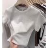 Ретро американская узкая футболка с круглым вырезом с короткими рукавами женская простой темперамент универсальный внутренний топ летняя новинка