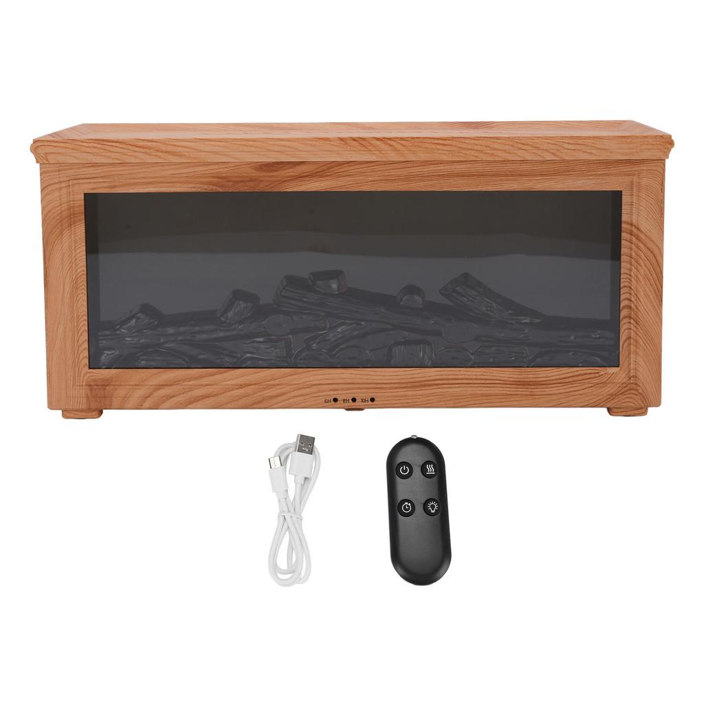 180ml Water Tank Wood Grain Fireplace Aromatherapy Diffuser Simulation Flame Humidifier Essential