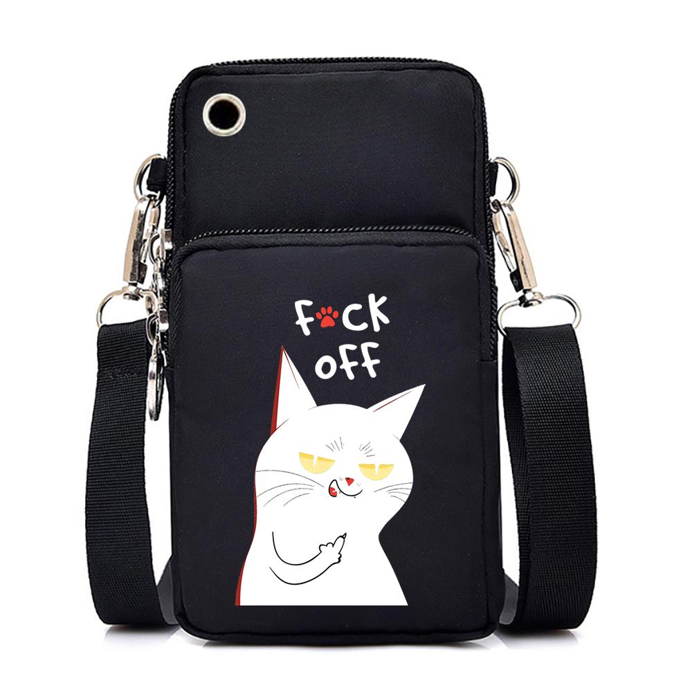 Графическая мини-сумка для телефона, забавная сумка-мессенджер с изображением кота и кофе, маленькая сумка через плечо, женская сумочка