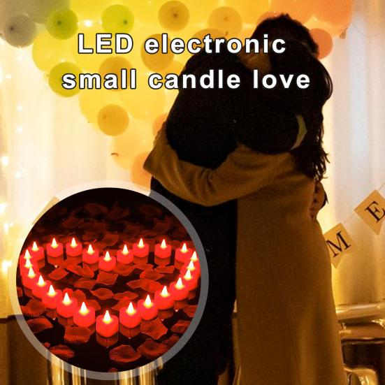 24 шт. светодиодные чайные свечи с искусственными лепестками цветов романтическая форма сердца создают атмосферу украшения дома комплект свечей