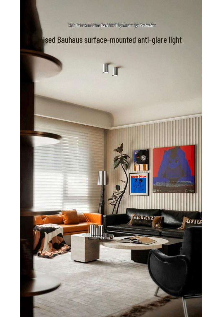 Потолочный светильник в винтажном стиле Баухаус, с антибликовой поверхностью, 3500K, полный спектр, никелированный спот для гостиной
