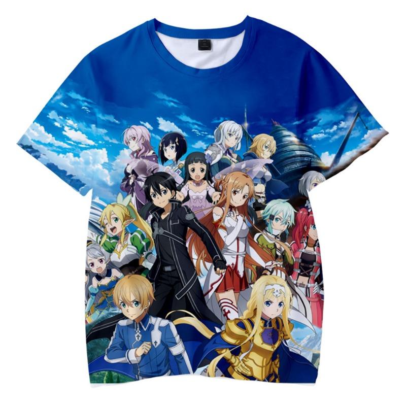 Summer 3D Digital Printed Children's Clothing Anime Sword God Domain Loose Casual Fashion Short Sleeved T-shirt