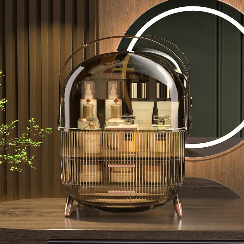 Большая вместительная коробка для хранения косметики, водонепроницаемый пылезащитный настольный органайзер для макияжа, прозрачный ящик для хранения средств по уходу за кожей