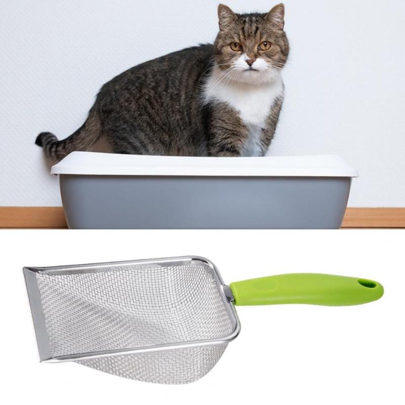 Лопата для кошачьего туалета из нержавеющей стали, лопата для песка для рептилий, очистка фекалий, мелкоячеистое сито для постельных принадлежностей, лопата для кошачьего туалета, чистящие средства для кошек