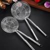 Ложка с прорезями из нержавеющей стали, мелкая сетка, защита от ожогов, длинная ручка, термостойкая жарка, сито для жарки пищевого масла, жира, скиммера