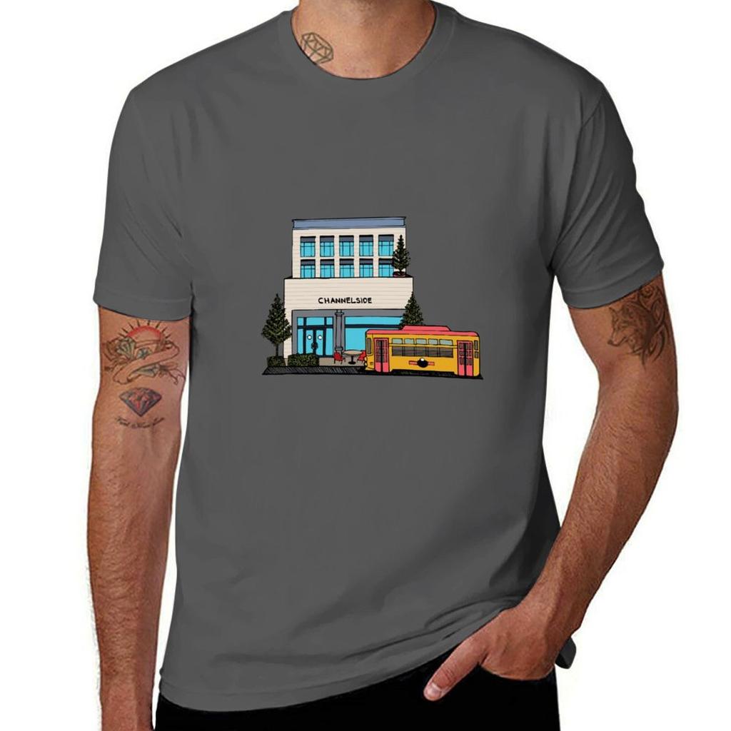 Trolley Passing Through Channelside In Tampa Tshirt Work Comfort Tshirt For Unisex